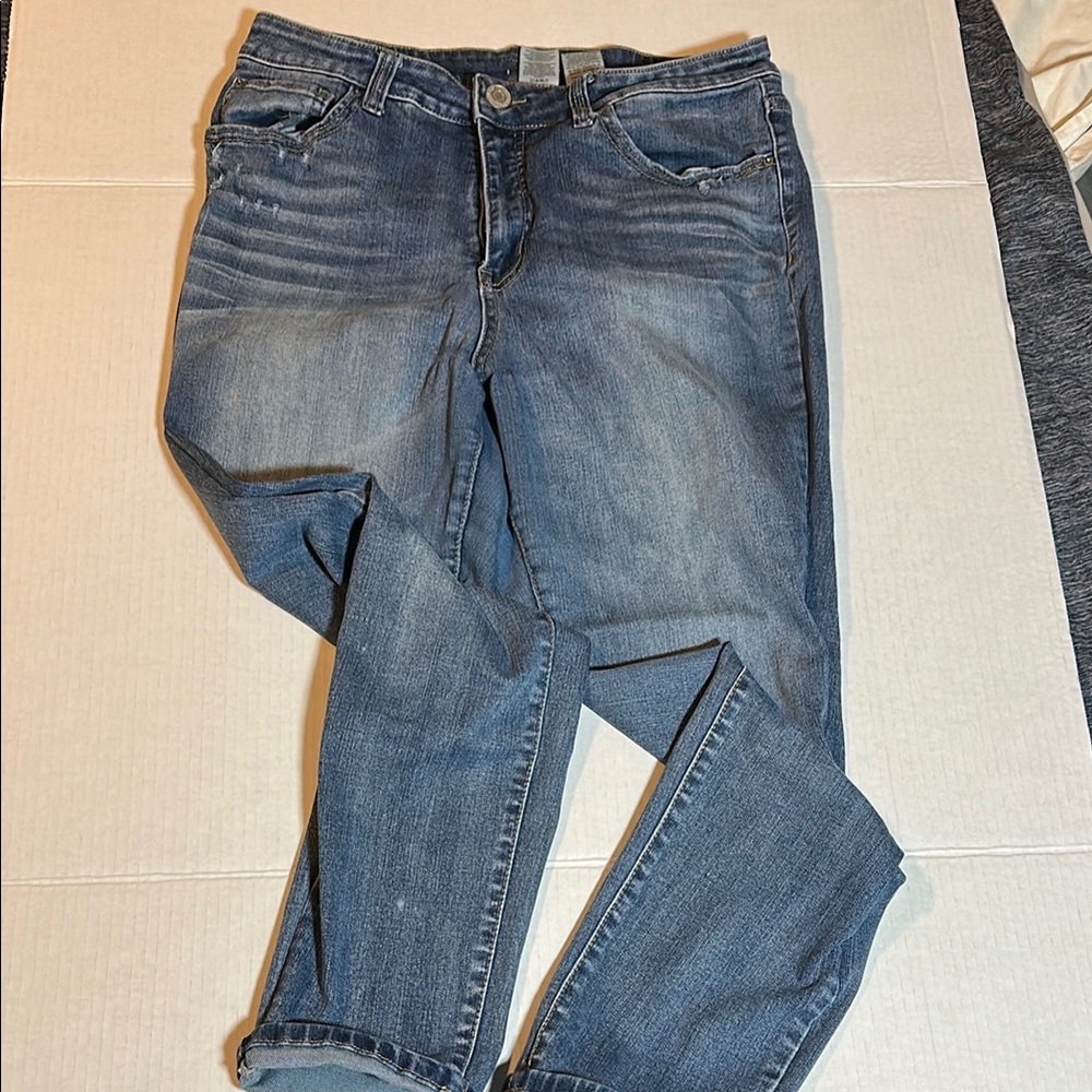 Time and Tru Blue Skinny Jeans with Contrast Stitching